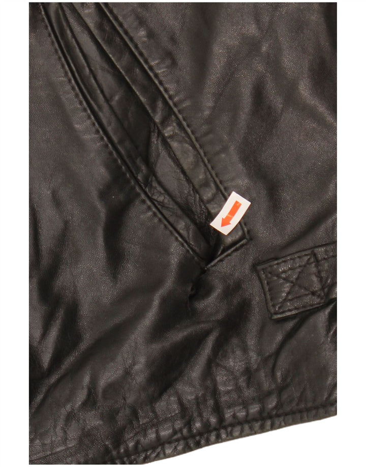 VINTAGE Chaqueta de cuero para mujer IT 54 3XL Negro