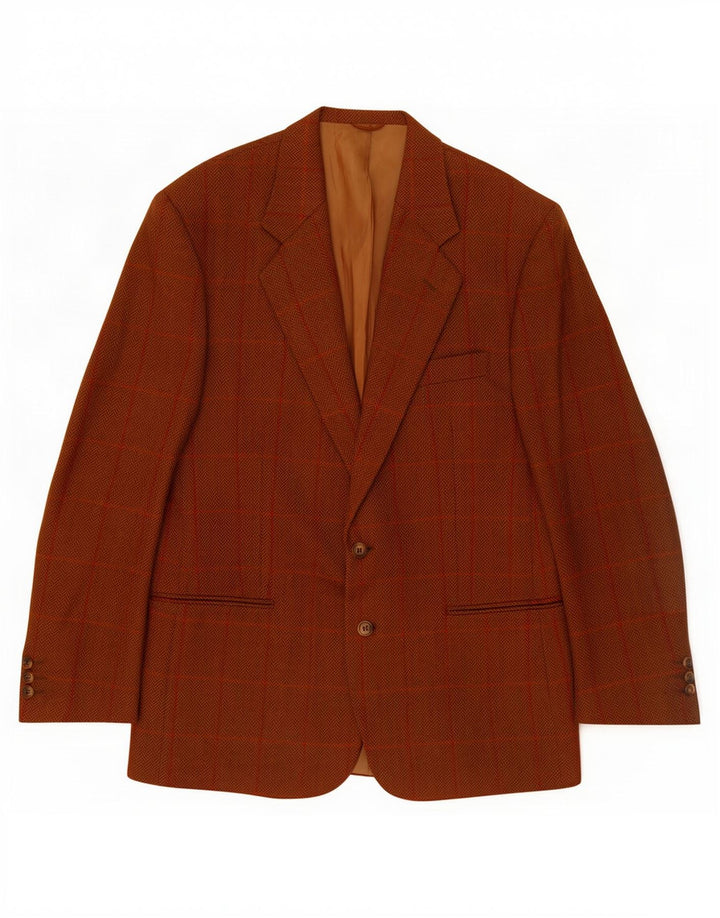 Umberto Scolari Chaqueta tipo blazer de 2 botones para hombre IT 50 Large Brown Check