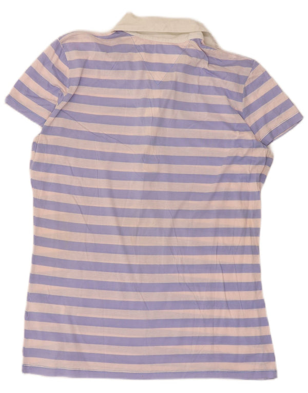 Tommy Hilfiger Polo para mujer UK 12 Algodón a rayas morado mediano