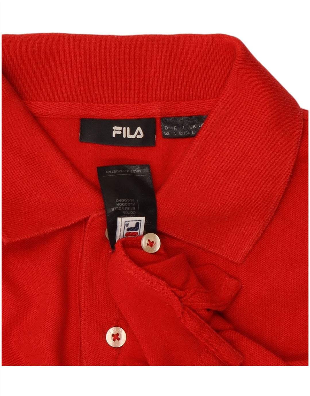 FILA Polo de manga larga para hombre grande rojo