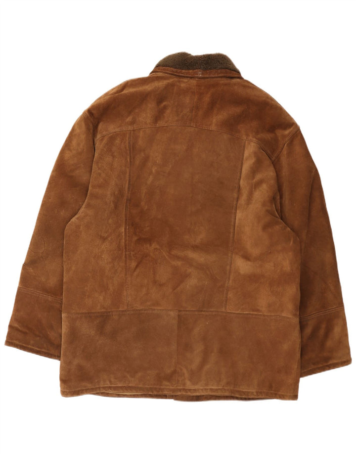 Vintage hombres ante chaqueta Reino Unido 44 2XL cuero marrón