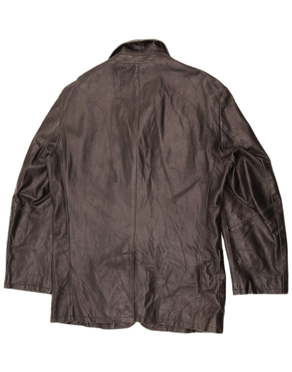 Vintage mujer chaqueta de cuero Reino Unido 18 XL cuero negro