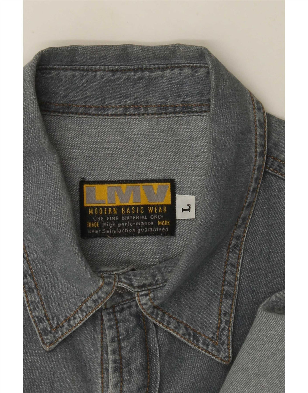 Camisa vaquera vintage para hombre azul grande