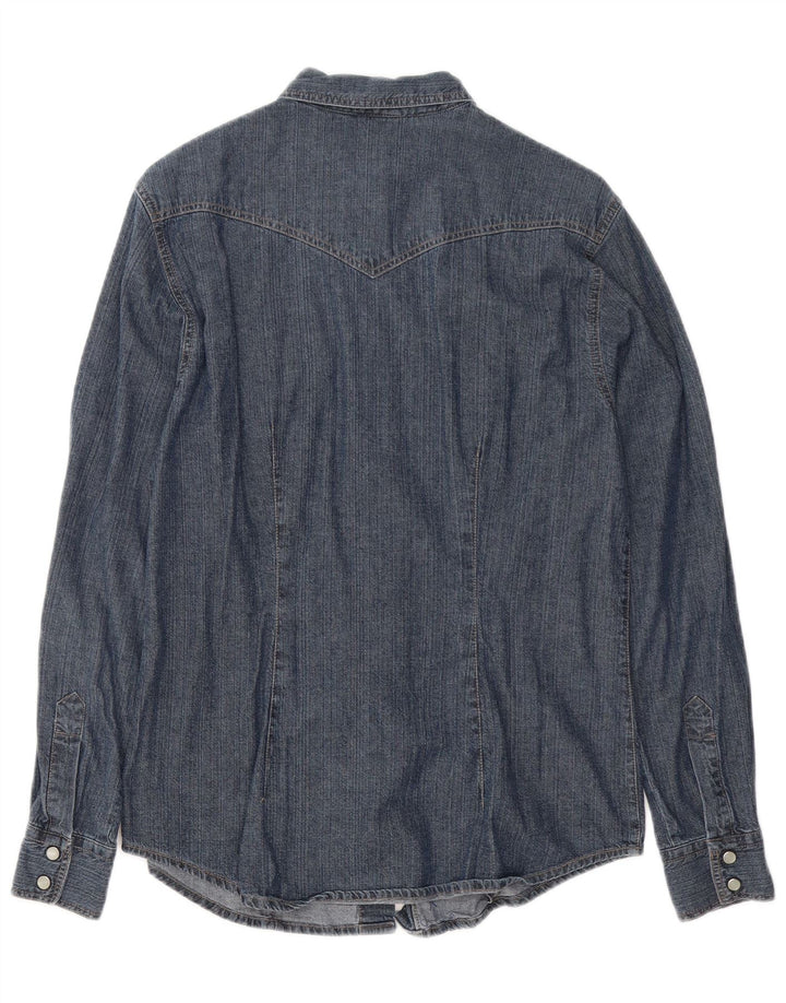 BENETTON Camisa vaquera para mujer UK 44 Mediana Azul marino Algodón