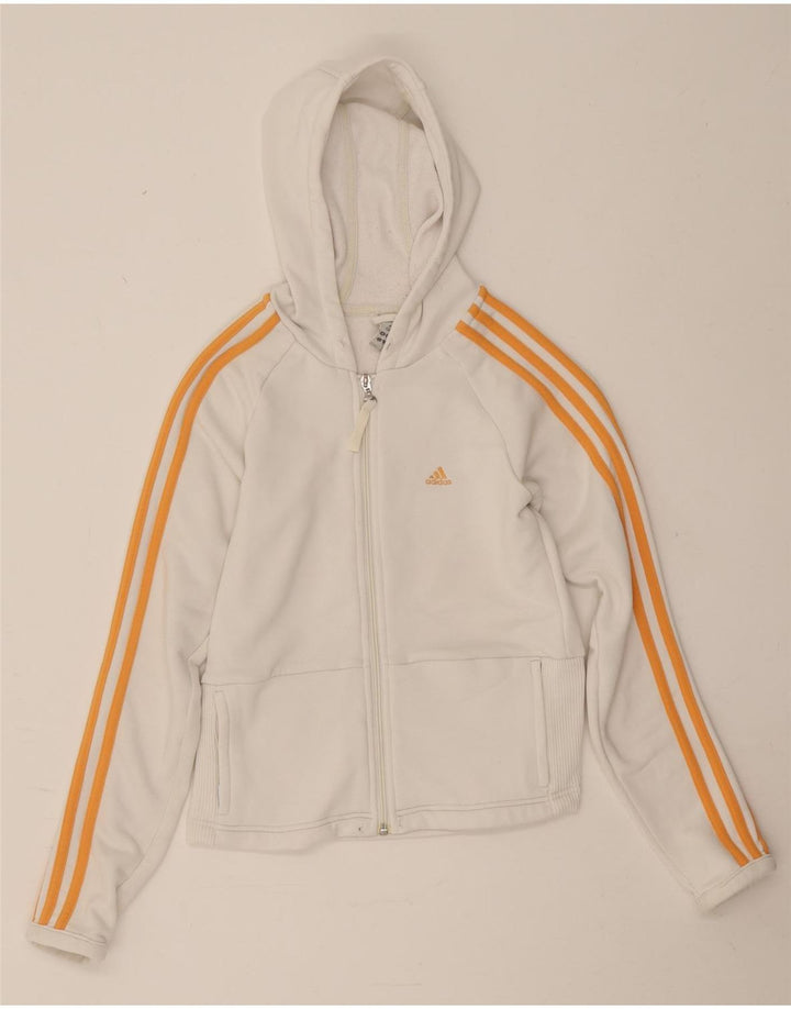 Adidas - Sudadera con capucha para mujer, talla 10, poliéster blanco pequeño