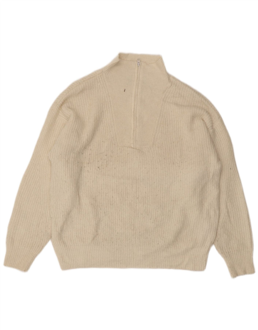 Jack Wills Suéter tipo jersey con cuello y cremallera para mujer Reino Unido 40 Grande Acrílico blanco roto