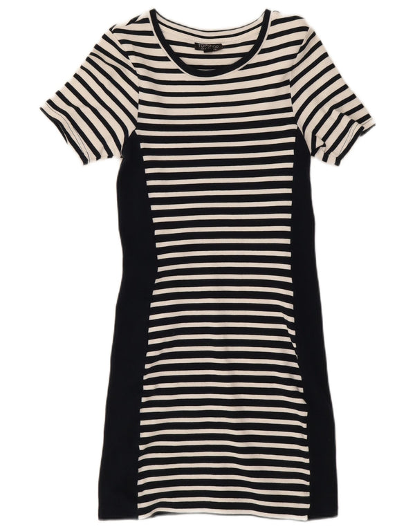 Topshop Vestido tipo camiseta para mujer UK 10 Small Azul marino Rayas Algodón