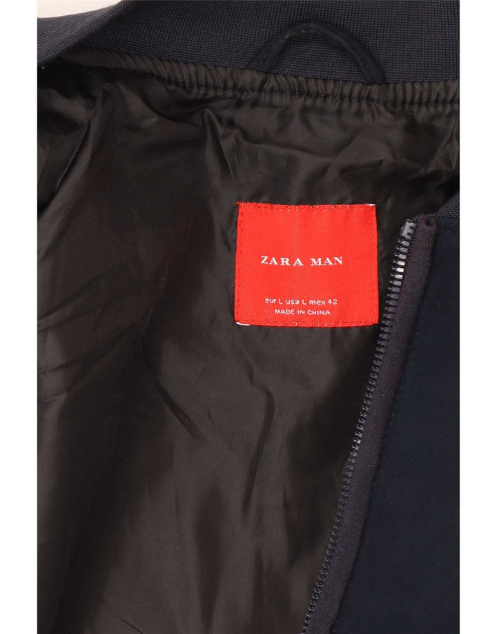 Zara Mens Bomber Jacket UK 40 Grande Azul Marino
