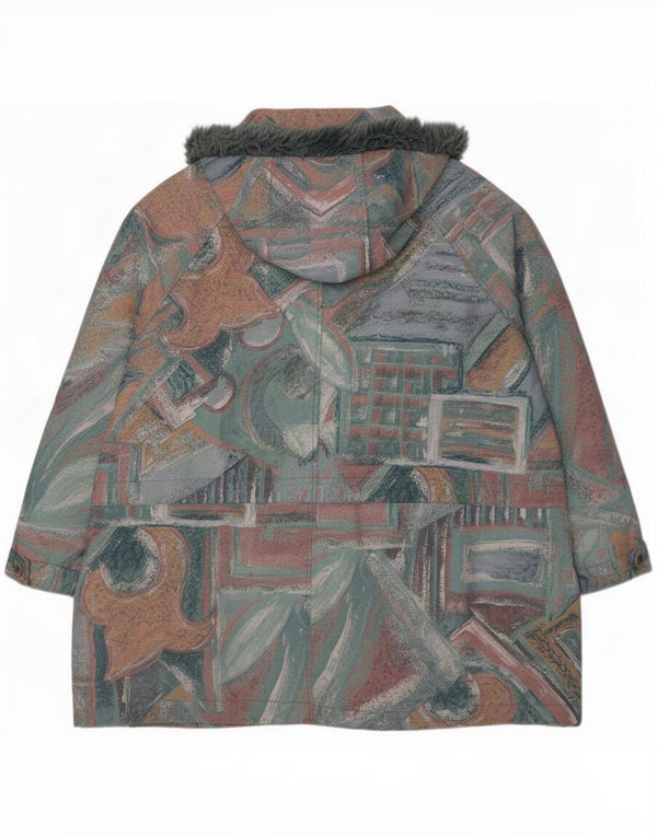 Chaqueta cortavientos vintage para mujer con estampado abstracto UK 46 Grande Multicolor