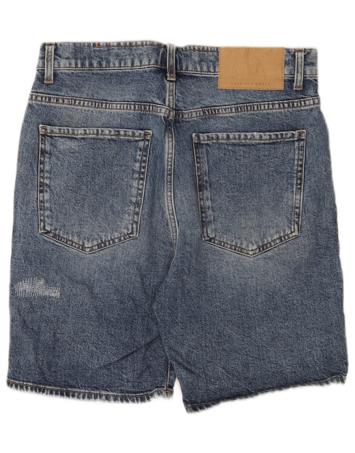 Zara Pantalones cortos de mezclilla desgastados para hombre EU 40 Medium W31 Algodón azul