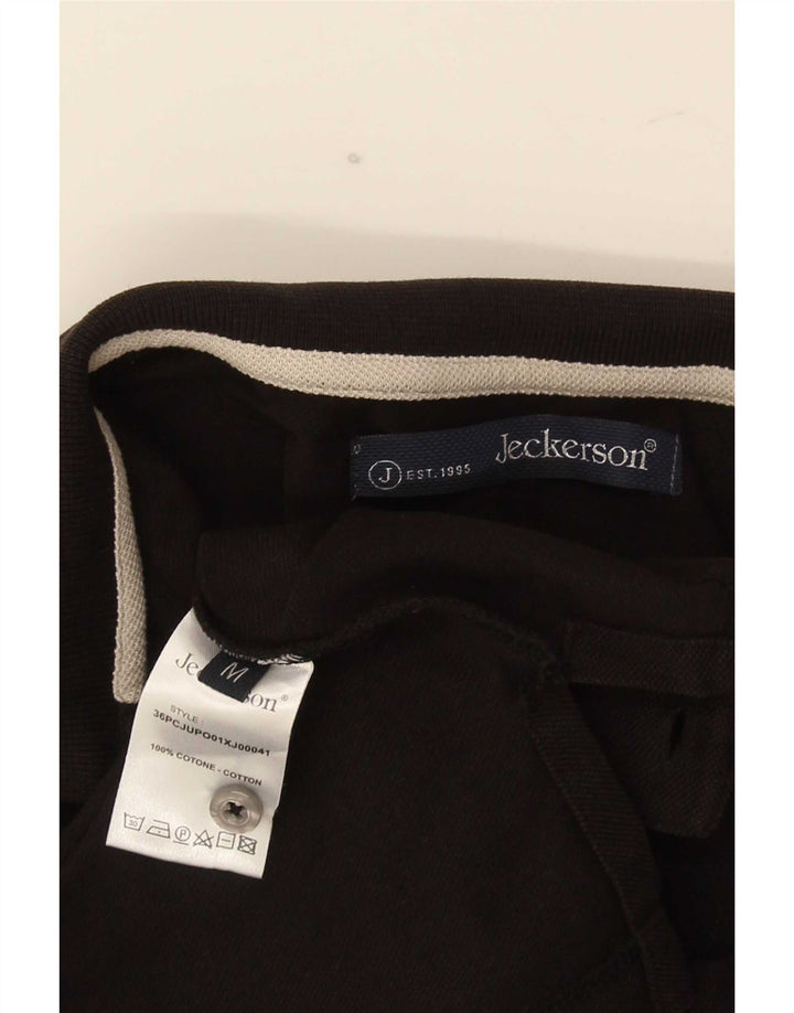 Jeckerson Polo para hombre de algodón a rayas negro mediano