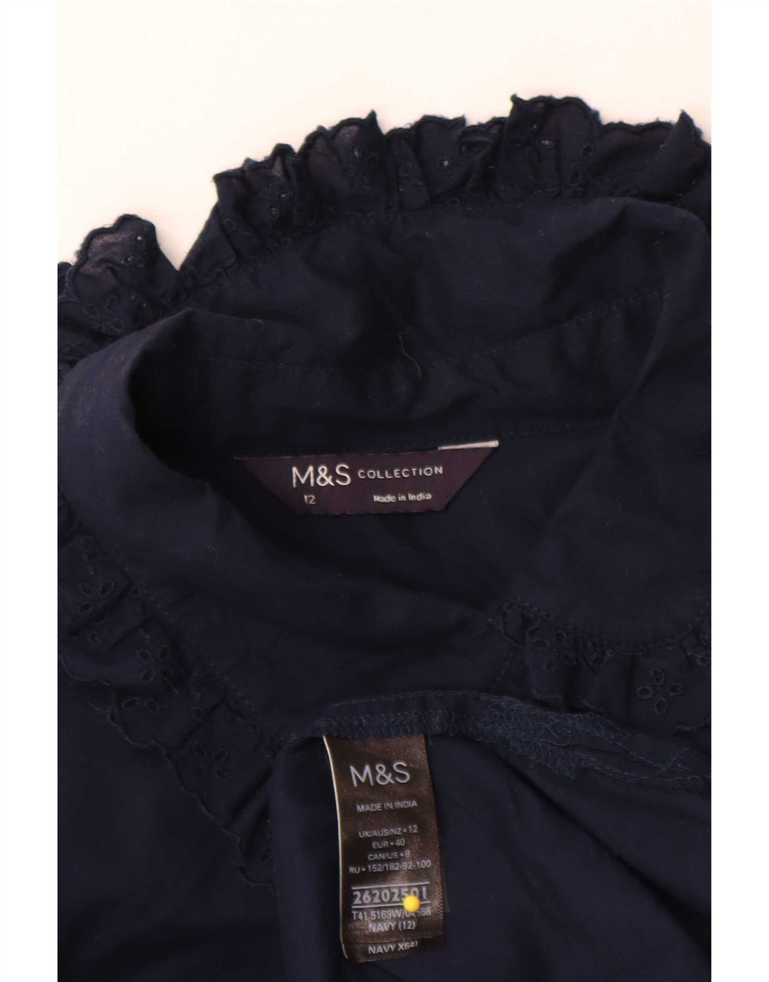 Marks & Spencer Blusa para mujer UK 40 Mediana Azul Marino Algodón
