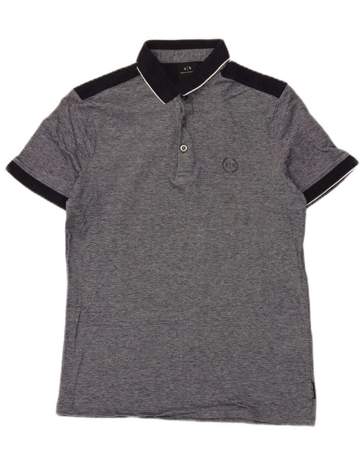 ARMANI EXCHANGE Polo para hombre pequeño gris color block algodón