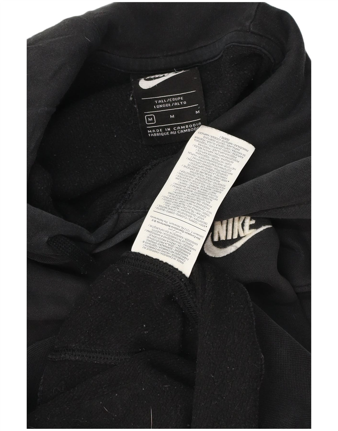 Nike Jersey con capucha alto para hombre, talla mediana, algodón negro