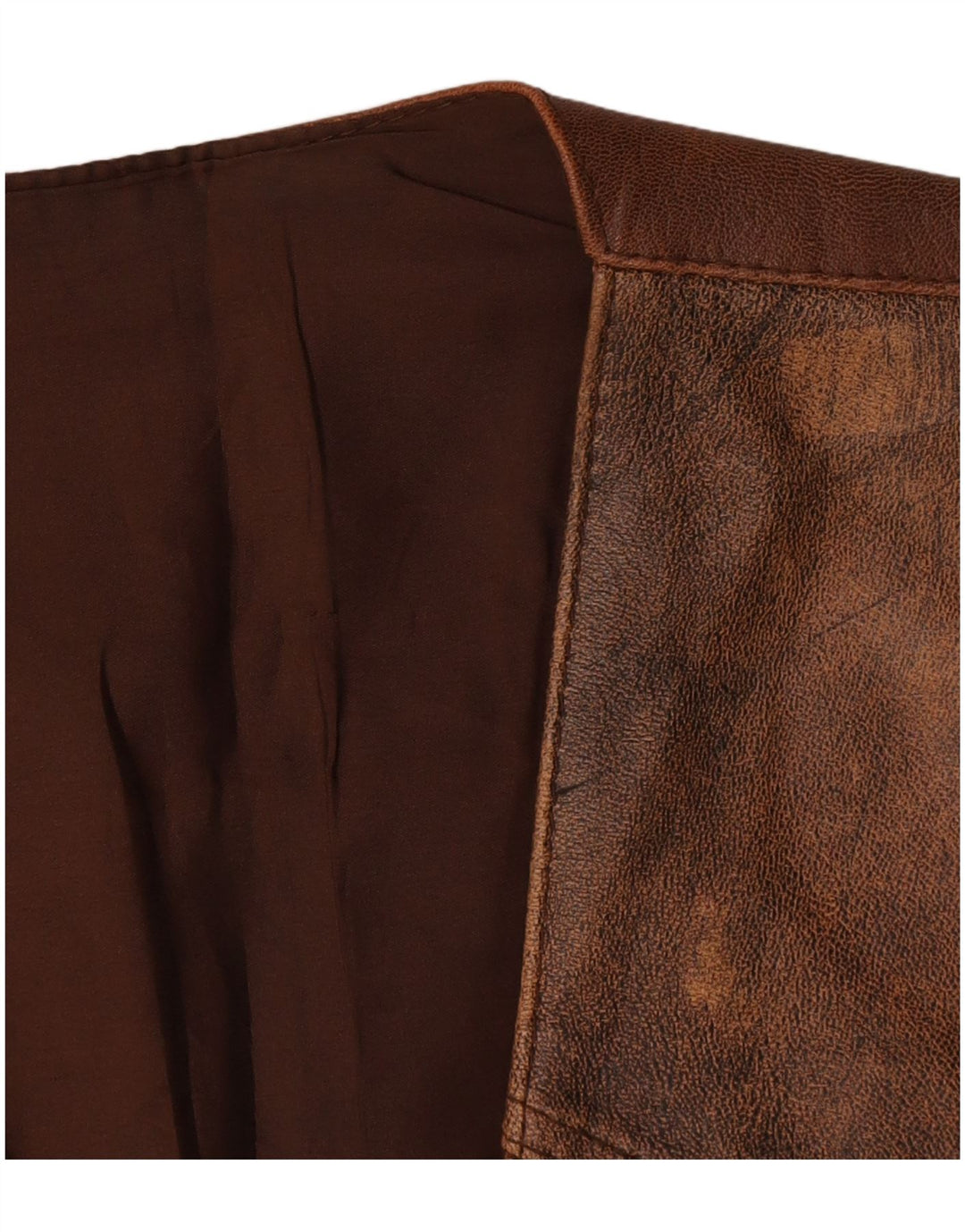 Chaleco de cuero vintage para hombre Bloque de color marrón medio