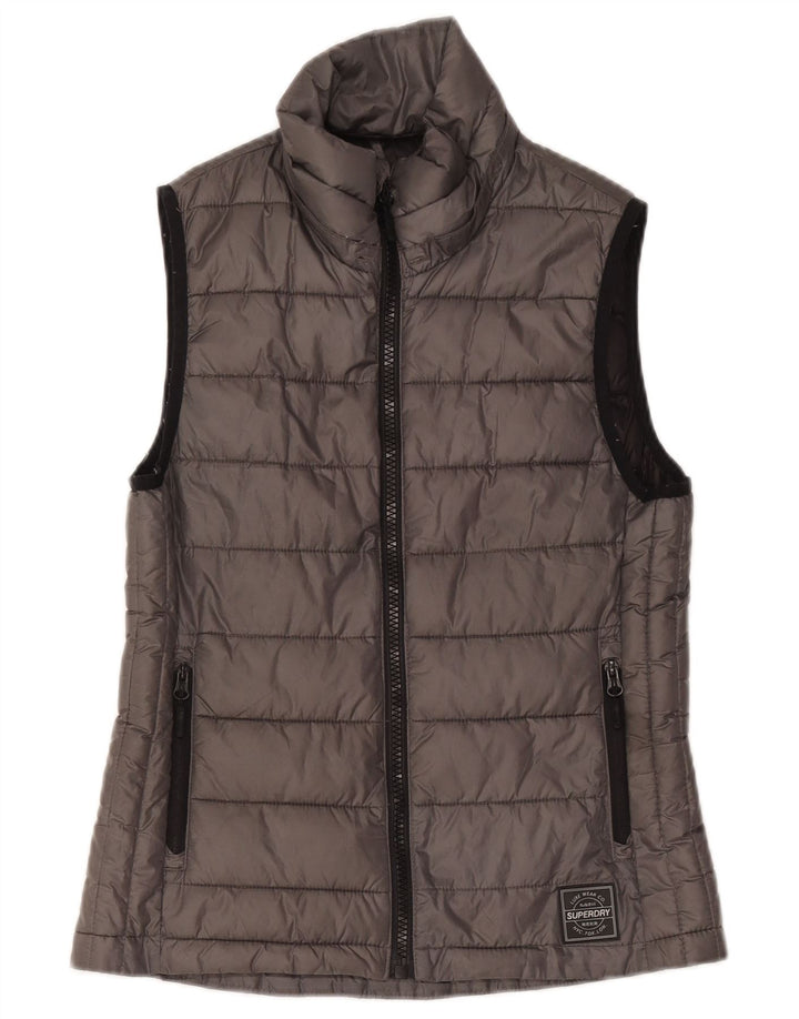 Chaleco acolchado Superdry para mujer, talla 40, poliéster gris pequeño