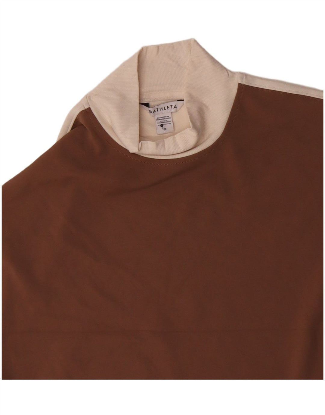 Athleta Top corto para mujer de manga larga UK 44 Nylon color block marrón medio