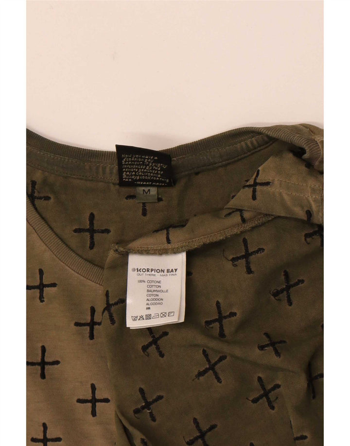 Scorpion Bay Camiseta con estampado abstracto para hombre Top de algodón caqui mediano