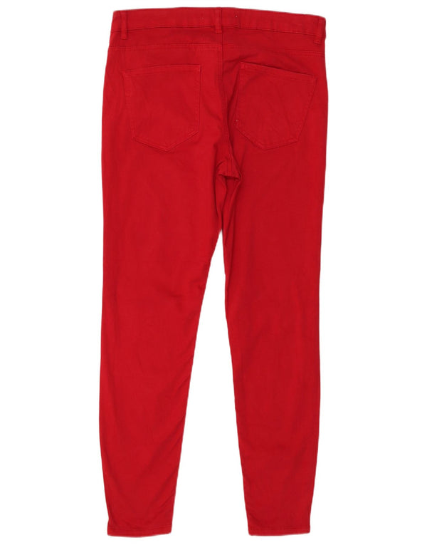Zara Mujer Pantalones Casuales Pitillo EU 40 Medium W30 L27 Rojo