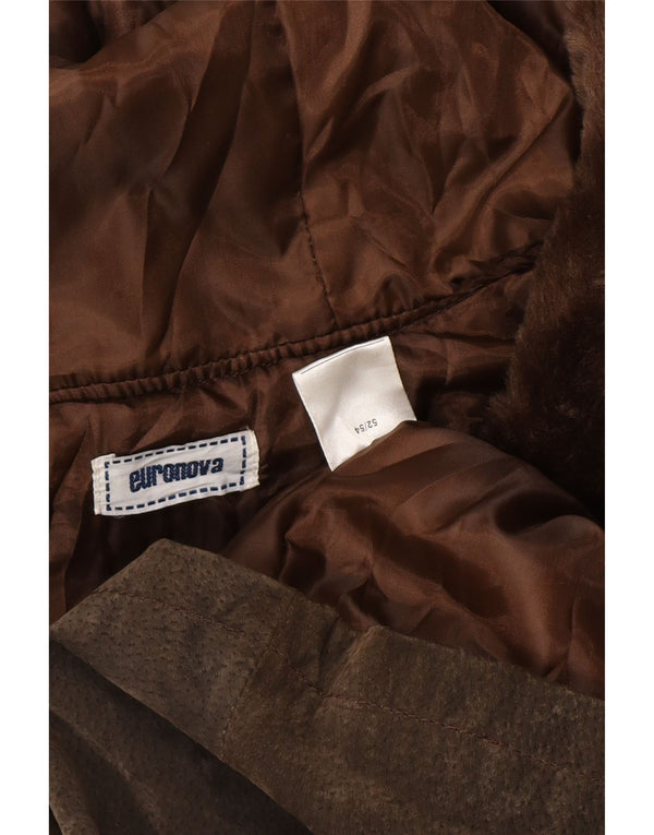 EURONOVA Abrigo de ante con capucha de gran tamaño para mujer IT 52/54 2XL Marrón