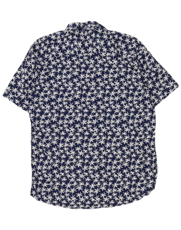 Tom Tailor Camisa de manga corta para hombre, ajuste regular, talla XL, azul marino, floral, hawaiana