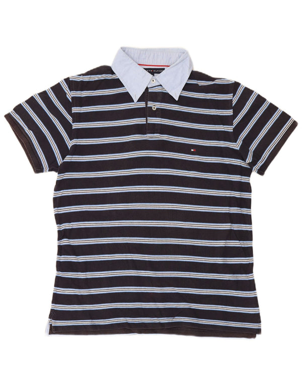 Tommy Hilfiger Polo De Rugby Slim Fit para Hombre XL Algodón A Rayas Negro