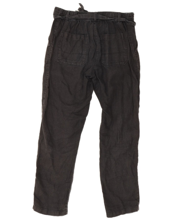 Marks & Spencer Pantalones informales ajustados para mujer UK 10 Small W30 L28 Black Linen