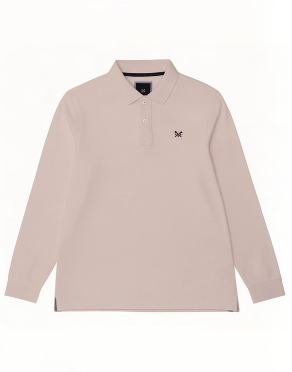 Crew Clothing Polo de manga larga para hombre Algodón blanco grande
