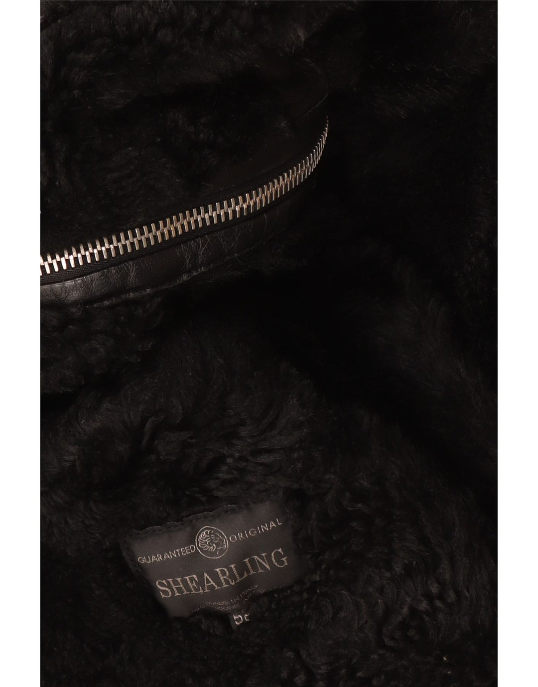 Vintage hombres shearling abrigo IT 52 XL negro shearling