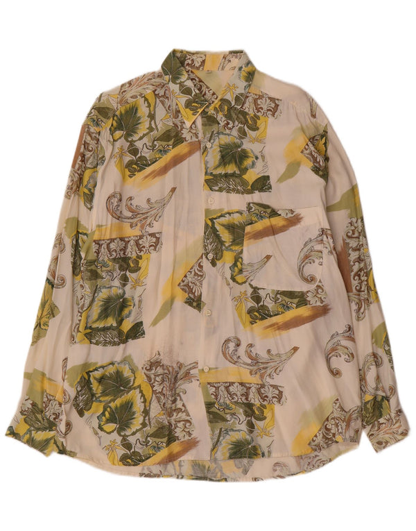 Camisa vintage para hombre grande floral blanco