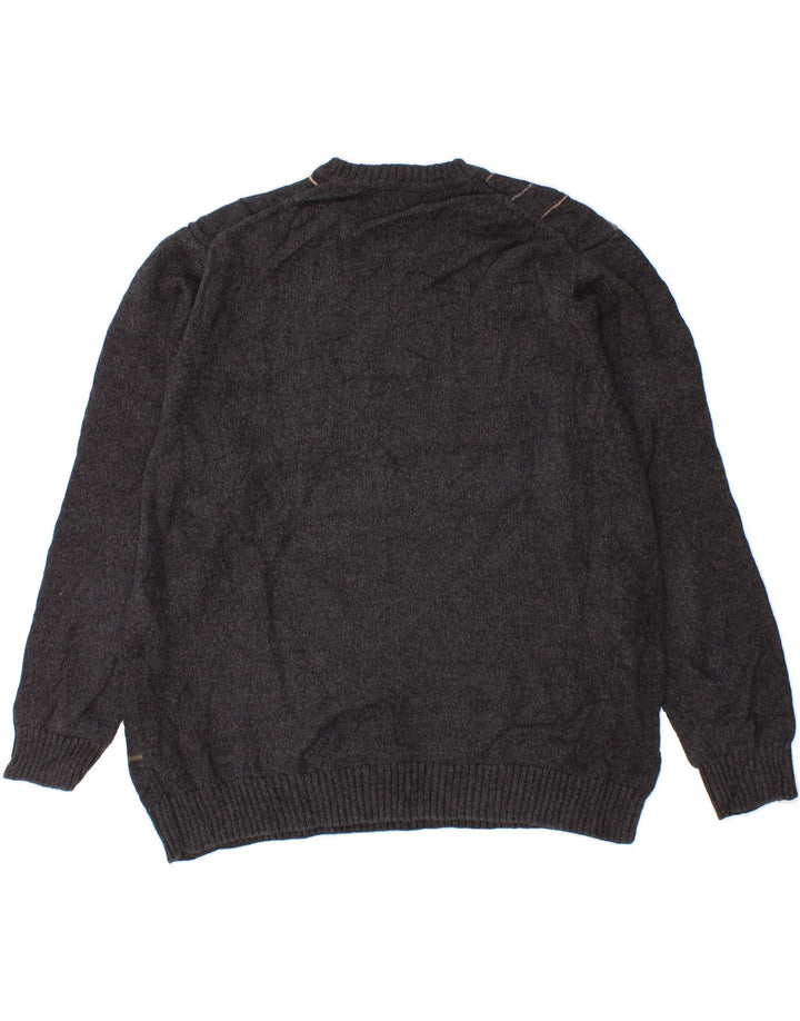 DOCKERS Jersey de cuello redondo para hombre, talla 2XL, algodón a cuadros gris