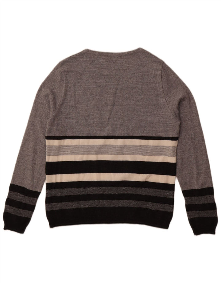 Perte by Krizia Suéter tipo jersey para mujer con cuello barco UK 44 Gris medio a rayas