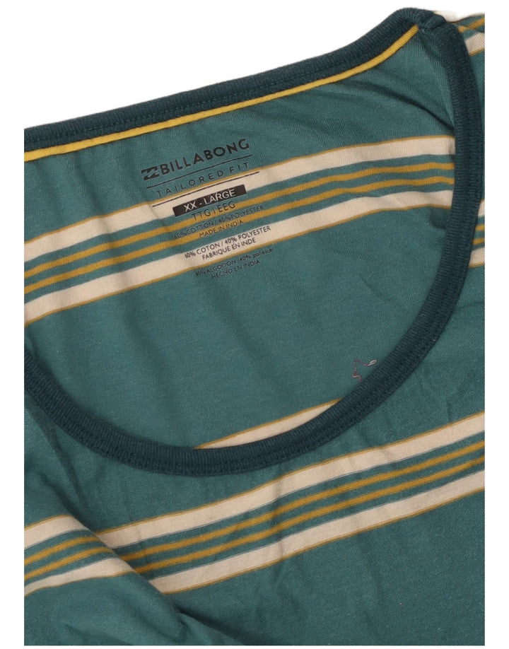 Billabong Camiseta sin mangas ajustada a medida para hombre 2XL Algodón a rayas verdes