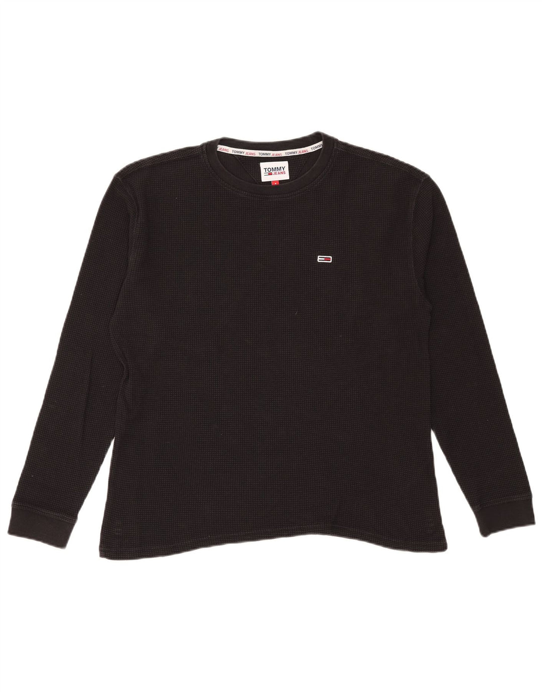 Tommy Hilfiger Hombre Top Manga Larga Pequeño Algodón Negro