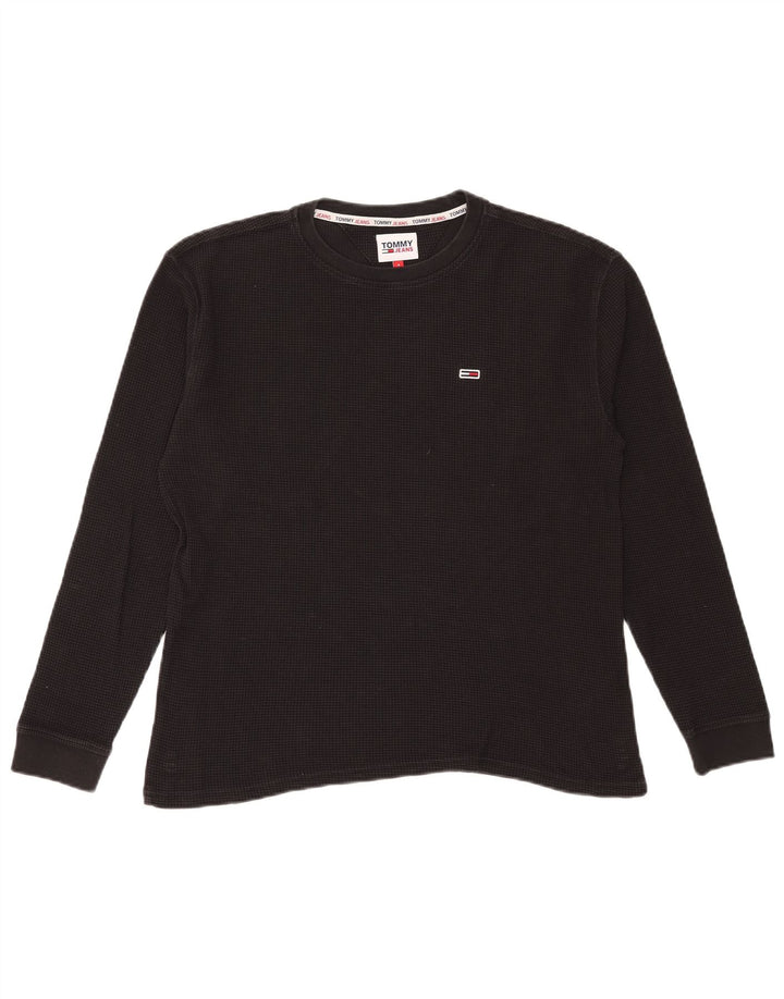 Tommy Hilfiger Hombre Top Manga Larga Pequeño Algodón Negro