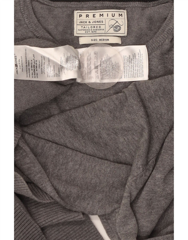JACK & JONES Jersey de cuello redondo a medida para hombre de algodón gris medio