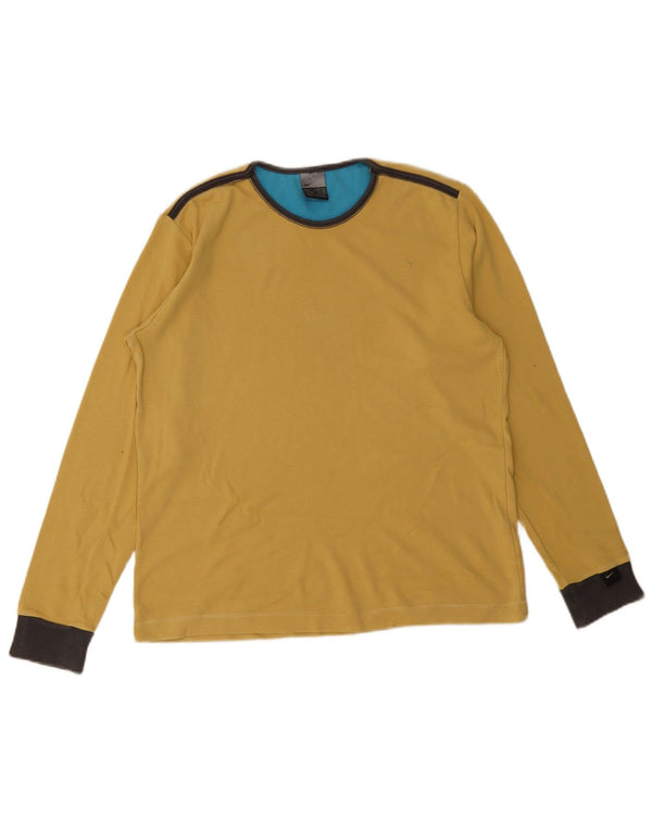 NIKE Camiseta de manga larga para hombre UK 36/38 Small Yellow Colourblock Cotton