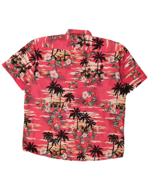 Lowes Camisa hawaiana de manga corta para hombre XL Poliéster floral rosa