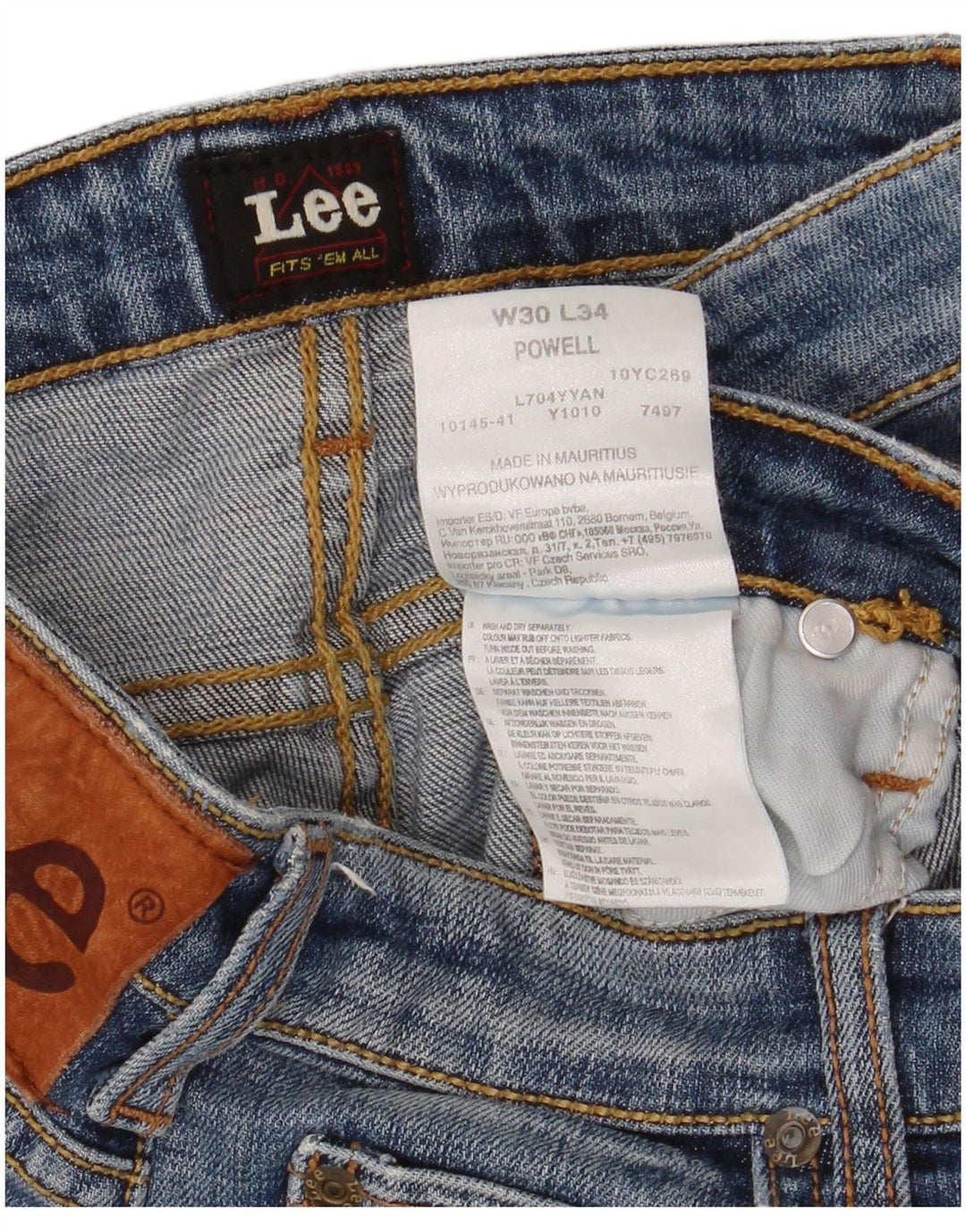 Vaqueros Lee Powell Slim Para Mujer W30 L34 Algodón Azul