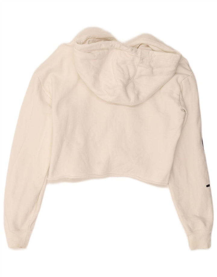 CHAMPION Jersey con capucha corta para mujer UK 10 Small Off White Cotton