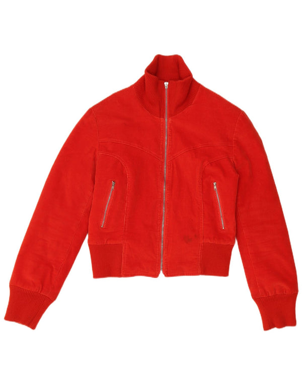 Vintage Womens Crop Corduroy Jacket UK 10 Small Red Cotton