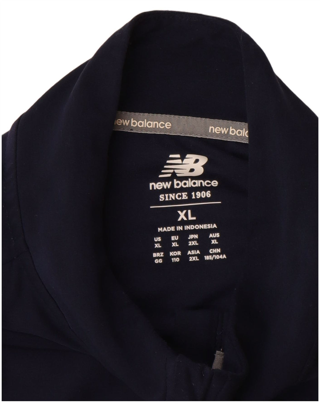 NEW BALANCE Top de chándal con cuello y cremallera para hombre XL Poliéster azul marino