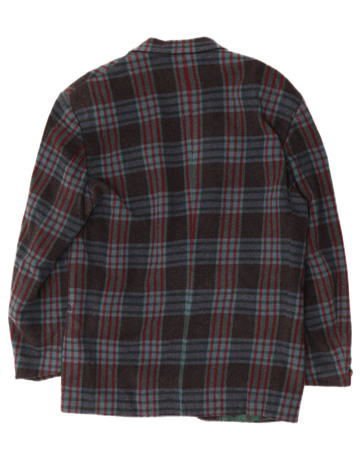 Vintage hombres 2 botones Blazer chaqueta IT 48 medio azul marino comprobar lana