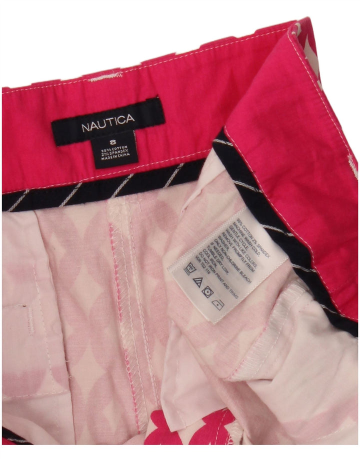 NAUTICA Pantalones cortos chinos para mujer US 8 mediano W32 algodón geométrico rosa