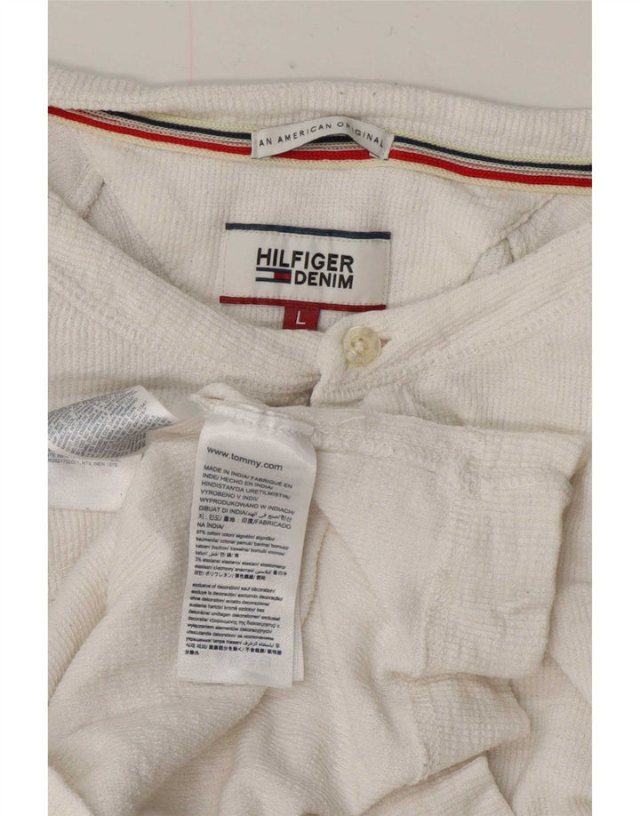 Tommy Hilfiger Mens Regular Top Manga Larga Grande Algodón Blanco