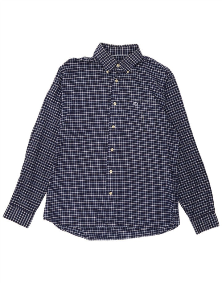 FRED PERRY Camisa para hombre Grande Azul marino Cuadros Algodón