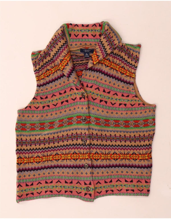 Chaps Suéter tipo cárdigan sin mangas para mujer UK 18 XL Multicolor Fair Isle