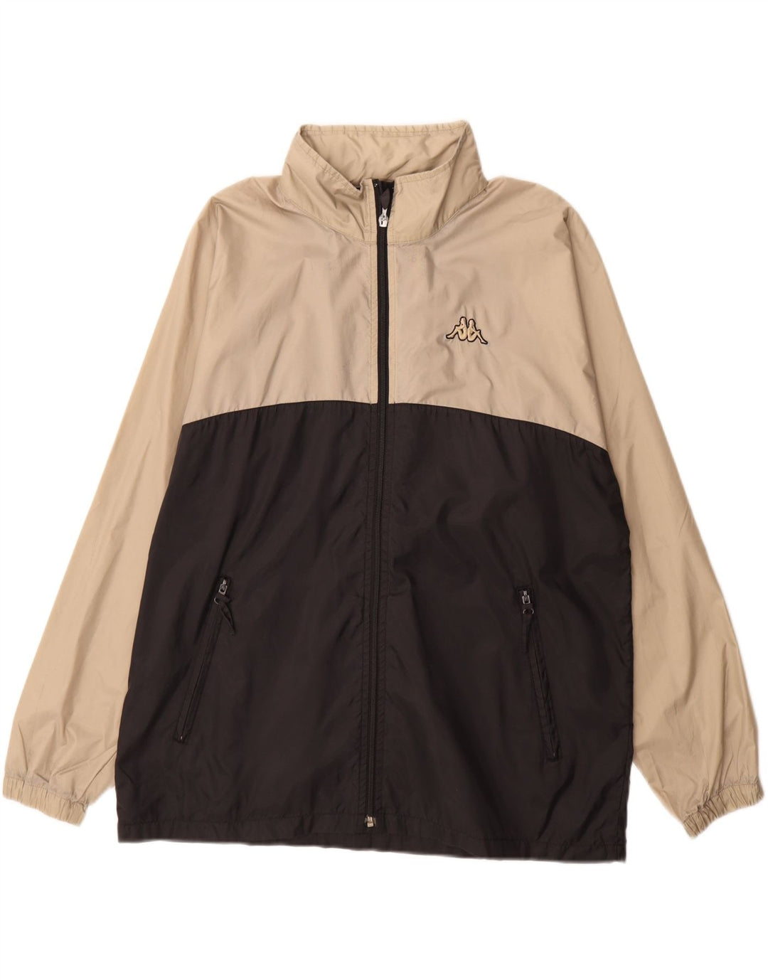 Kappa Mens Zip Rain Jacket UK 38 Medium Beige Colorblock Nylon