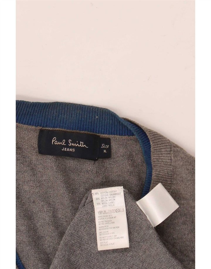 Paul Smith Jersey con cuello en V para hombre XL Algodón gris
