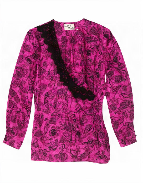 Marty Mode Womens Long Sleeve Wrap Cardigan Top IT 46 Large Pink Silk